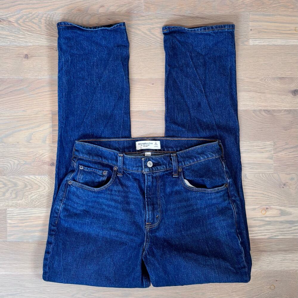 Abercrombie Fitch Curve Love 90s Straight Mid Rise Jeans Dark Women’s Size 27 - Picture 2 of 9